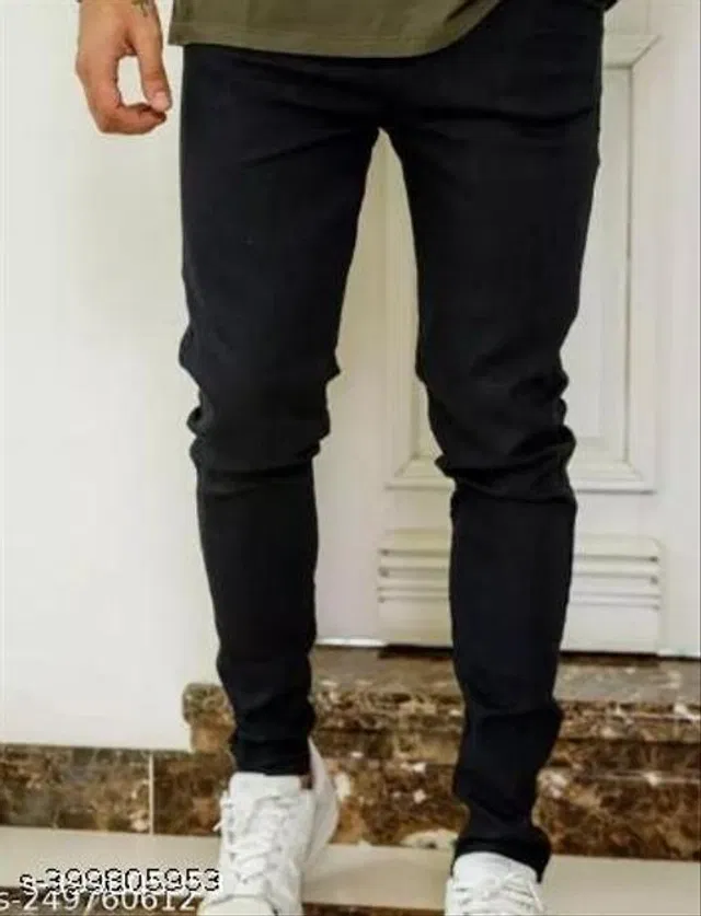 Denim Slim Fit Jeans for Men (Black, 28)