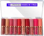 G4U Creamy Mate Texture With Bold Colors Lipstick (Pack Of 10) (Pink, Nude, Red, Brown, Light Pink, Brick, 25 ml)