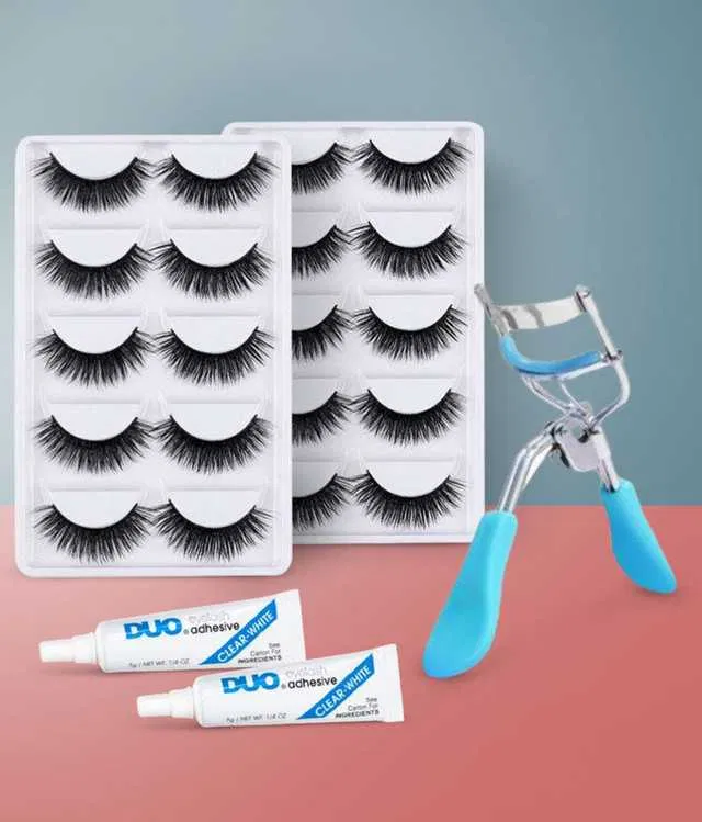 Lenon Combo of 13 in Which 10 False Eyelash 2 Eye Glue & Eyelash Curler 1 (S-131)