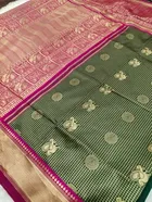 Litchi Silk Zari Woven Saree for Women, Green 