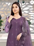 Net Solid Kurta Set with Dupatta for Women 