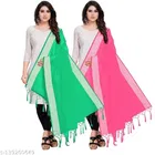 Solid Cotton Silk Dupatta with Tassels for Women, Pack of 2 