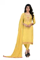 Chanderi Silk Unstitched Salwar Suit Fabric for Women 