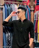 Embroidered Mandarin Neck Kurta for Men 