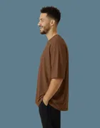 Cotton Blend Round Neck T-shirt for Men, Brown 