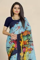 SVB जॉर्जेट साड़ी विद ब्लाउज फॉर विमेंस 