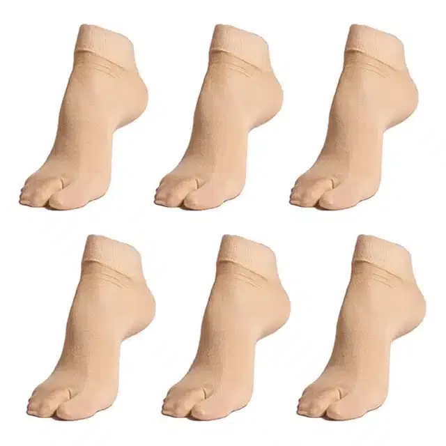Ankle Length Socks for Women & Girls (Beige, Set of 6)