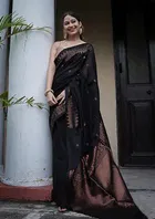 Banarasi Black Art Silk Printed Saree for Women
