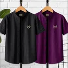 Printed Cotton Blend Mandarin Neck T-Shirt for Boys 