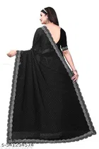 Georgette Saree for Women, Black 