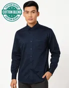 Cotton Blend Full Sleeves Solid Shirt for Men 