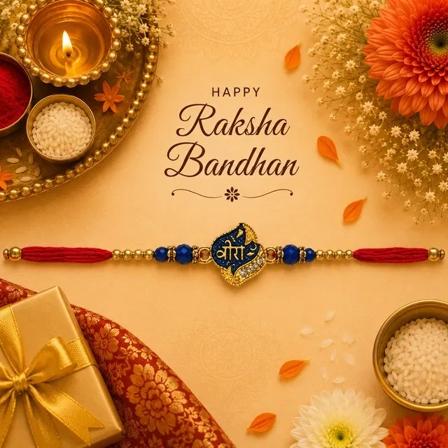 Designer Veera Rakhi for Brother Blue