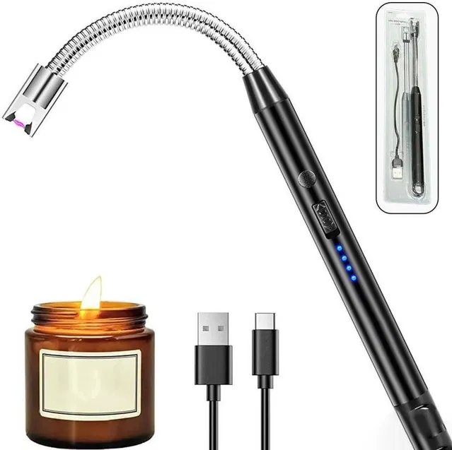 Rechargeable Flameless & Windproof Gas Lighter with LED Battery Indicator (Multicolor, Pack of 1)