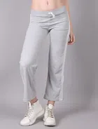 Cotton Colorblocked Trackpant for Women (Grey, M)