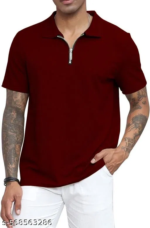 Cotton Blend T-shirt for Men, Maroon (M)