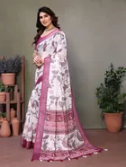 Silk Woven Design Saree for Women, White 