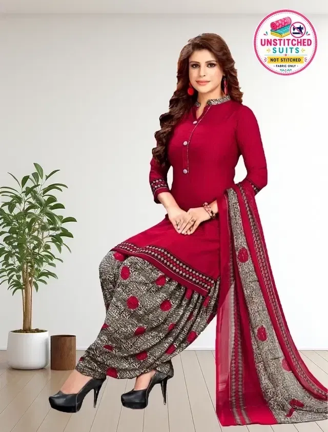 Unstitched Dress Material for Women & Girls (Maroon)
