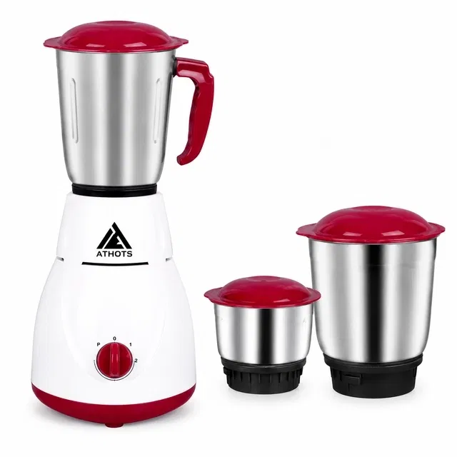 Athost 555W Juicer Mixer Grinder (3 Jars, Red)