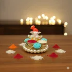 Metal Decoretive Pooja Thali, Multicolour Pack of 1