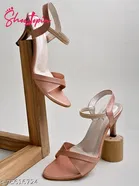 Shoetopia Brown Stiletto Open Toe Heels 