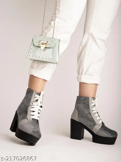 Shoetopia Girls Boots Grey Suede Size 11-12 Years