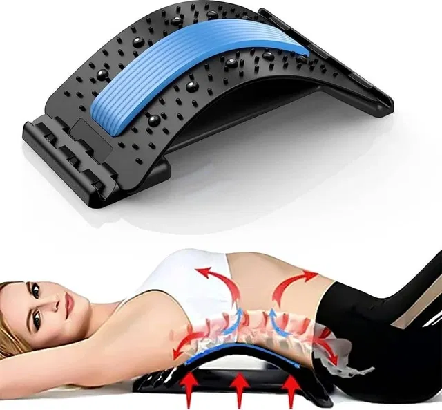 Back Massager Lumbar Support Stretcher Spinal Pain Relieve Back / Lumbar Support  (Black, Pack of 1)