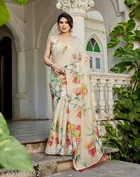 Chanderi Cotton Printed Saree for Women, Multicolor 