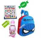 Combo of Fabric School Bag, Water Bottle with All in One Book for Kids 