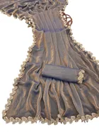 Satin Solid Saree for Women, Grey 