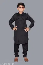 Cotton Kurta Sets for Boys (2-3 Years, Black)