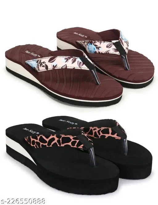 EVA Flip-flops for Women (Brown, 6) Pack of 2