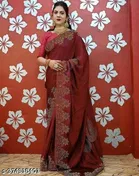 Jimmy Choo Printed Saree For Women, Maroon
