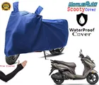 Polyester Two Wheeler Cover with 1 Pair Arm Sleeves, Blue & Black, Set of 2