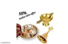 Brass 5 Pcs Bhog Plate Set  with Diya & Pooja Bell 