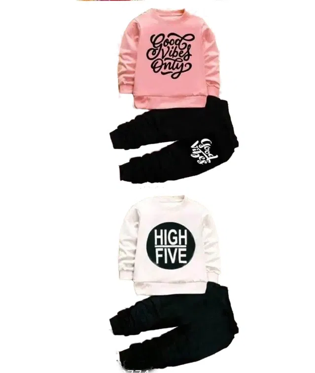Hosiery Cotton Full Sleeves T-Shirt with Pant Clothing Set for Kids (Multicolor, 6-12 Months) (Set of 2)