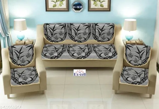 Polycotton 5 Seater Sofa Covers (Black, Set of 1)