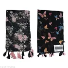 Chiffon Scarves for Women, Black, Pack of 2