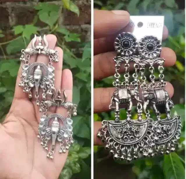 Fancy Earring for Women (Silver, Set of 2)