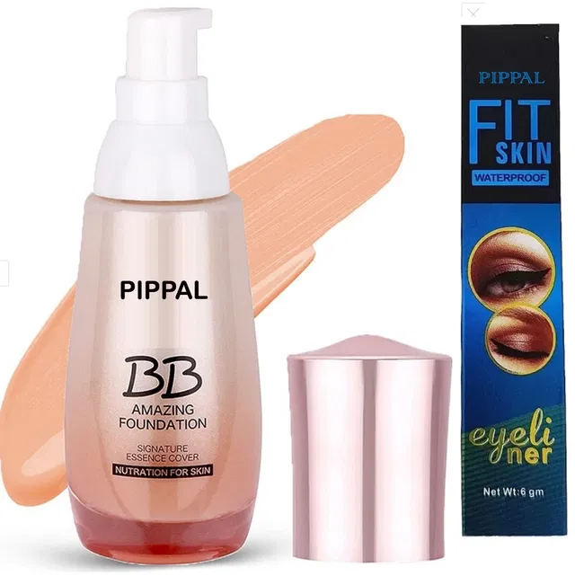 Pippal B.B. Amazing Foundation (60 ml) with Fit Skin Waterproof Eyeliner (6 ml) (Set of 2)