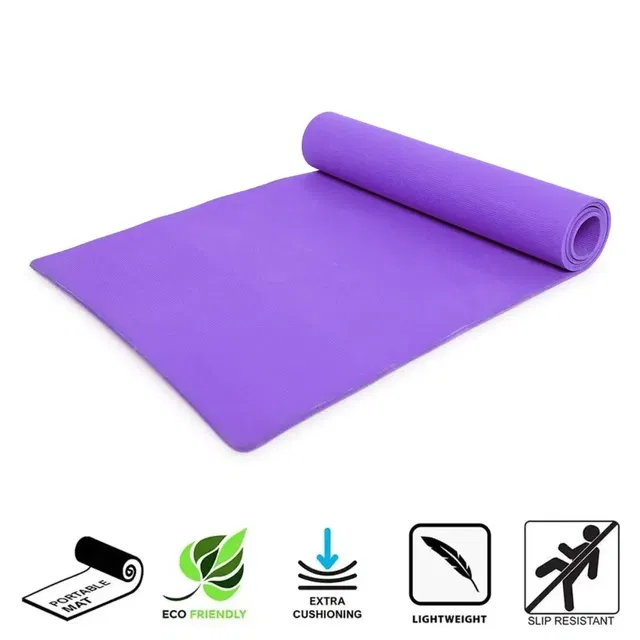 Yoga Mat 4 mm Anti slip for Home Gym & Outdoor Workout (Purple , Pack of 1)