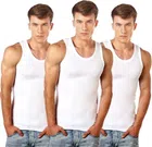 Cotton Solid Vest for Men (White, 80) (Pack of 3)