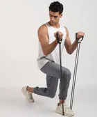 AJRO DEAL DOUBLE TONNING TUBE Black+ DOOR ANKLE Exerciser Fitness Pulling Rope Resistance Tube 