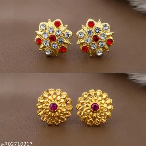 Premium Quality Gold Finish Stud Earrings Combo