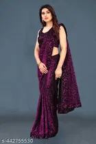 Lycra Sequence Saree for Women 
