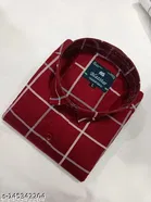 Cotton Blend Checked Shirt for Men, Maroon 