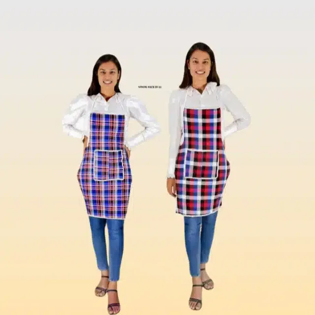 Cotton Kitchen Aprons (Multicolor, Pack of 2)