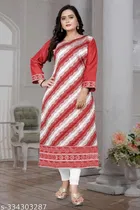 Chanderi Cotton Striped Kurti with Pant for Women 