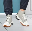 Ankle Length Boots for Men (Grey, 8)