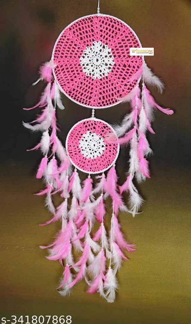 Feather Wall Hanging Dream Catcher (Pink)