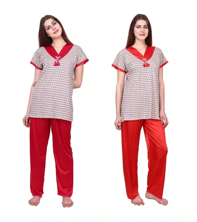 Nightdress for Women (Maroon & Red, Pack of 2)
